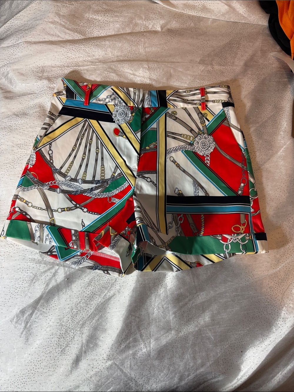 OVY Womens Red & Green Printed Satin Shorts size L